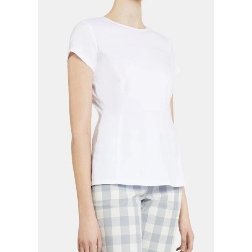 New With Tags Theory White Short-Sleeve Blouse Top Size S Retails $165